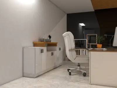 Office screen of video game 3D model