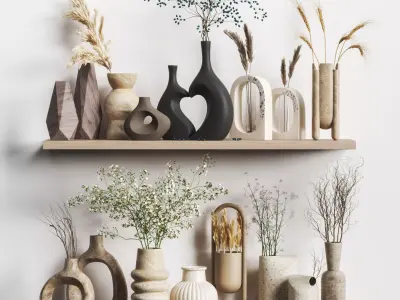 Decorative set 16-Vase collection01 3D model