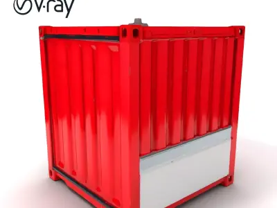 Red Shipping Container Model Pack Low-poly 3D model