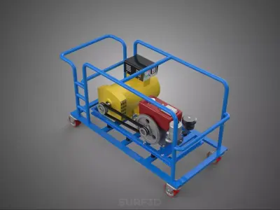 CART TURBINE POWER GENERATOR SET DIESEL ENGINE ALTERNATOR DYNAMO 3D model