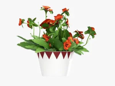 Artificial plant in a pot 01 3D model