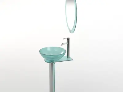 Fresca Vitale Modern Glass Bathroom Vanity With Mirror 3D model