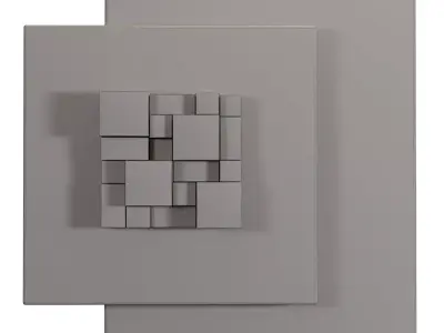 Abstract Square Wall Decor Wooden Cubes Low-poly 3D model