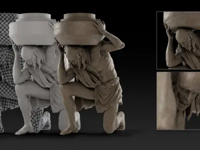 Human Statue - Pillar 3D model