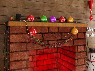 Christmas Fireplace 3D model