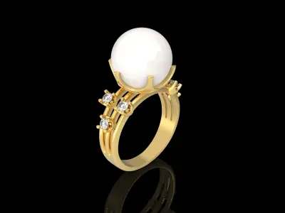 fashion Jewelry  rings  with pearls 3D print model