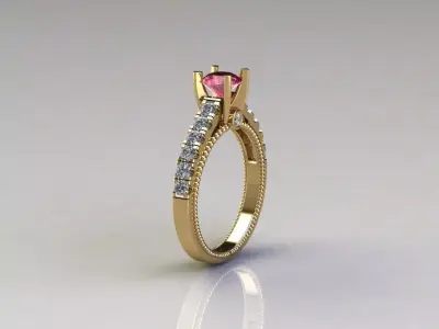 R165 diamond ring solitaire ring rail 9 3D model