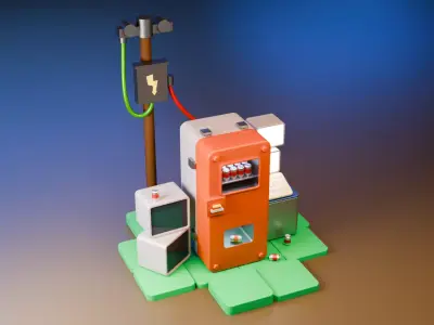 Modern Vending Machine 3D Scene Free low-poly 3D model