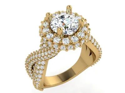 Round Halo Twisted Ring 3966 3D print model