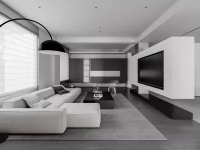 Modern living room dining room interior scenes  3D model