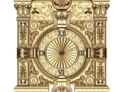 Classic Wall Clock 015 Gold Low-poly 3D model