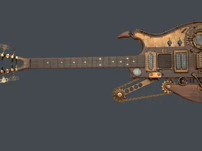Steampunk guitar Low-poly 3D model