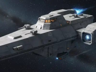 SCIFI Starship 006 Game-Ready and 3D Print Solid Mesh low-poly  Low-poly 3D model