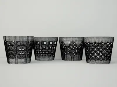 White Candle Holder Set 3D model