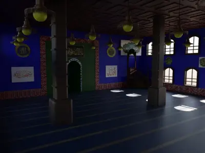 Mosque Interior Low-poly 3D model