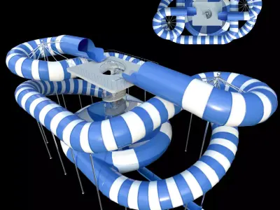 Water park slide snake 3D model