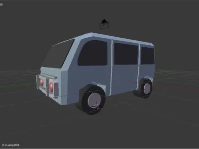 Low poly Van car Low-poly 3D model