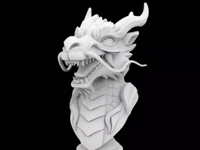 Eastern Dragon Head Bust 3D Printable Model 3D print model