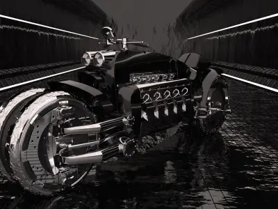 Futuristic Bike Synthwave Vaporwave 3D model