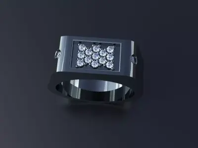 Size 9 Mens Diamond Ring Platinum Gold Luxury Jewelry 3D print model