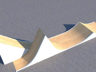 Big Two side stunt ramp Free low-poly 3D model