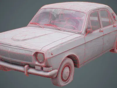 set of Retro soviet car  with interior  in 9 color variants az9 Low-poly 3D model