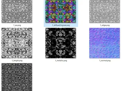 Magic seamless crystal reptile skin Low-poly 3D model