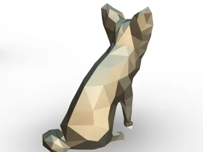Papillon low poly chihuahua dog in polygons 3D print model