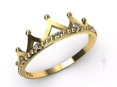 Ring Crown diamond 3D print model 3D print model