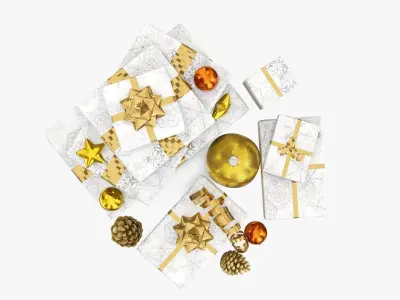 Decorated Christmas gifts 01 3D model