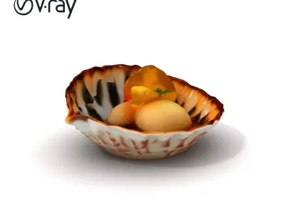 Elegant Dessert Dish with Shell Plate Model Pack Low-poly 3D model