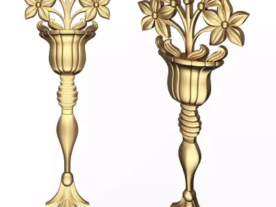 Carved Flower Decor 03 Low-poly 3D model