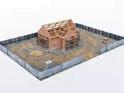 House construction  Low-poly 3D model
