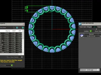 U Shaped Eternity Ring 3 point 1 mm stone size swiss 14 and EU54 3D print model