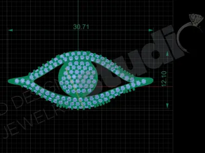 Fashion luxury Eye pendant with gems 3d model 3D print model