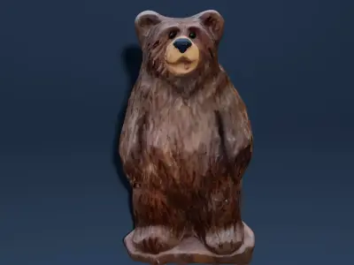 Wooden Bear Carving Photoscan Low-poly 3D model