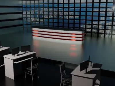 TV News Studio Low-poly 3D model