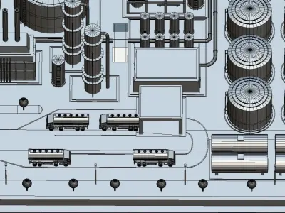 Isometric Oil Processing Plant Complex Crude Low-poly 3D model