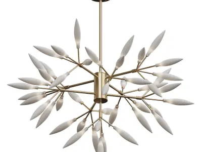 candela gold leaf chandelier with leaves 3D model