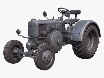 Old Lanz Bulldog Tractor 1930s M1 3D model