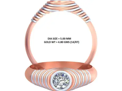 Bezel Set Single Diamond Ring GR-68 3D print model