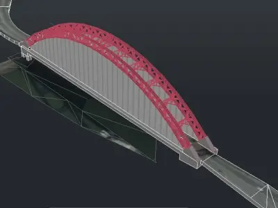 Qingchuan Bridge Low-poly 3D model