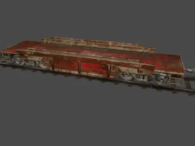Train rusty car Low-poly 3D model