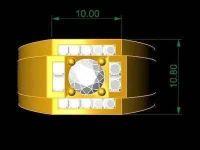 Modern Rectangular Men Diamond Ring 3D Model 650 3D print model