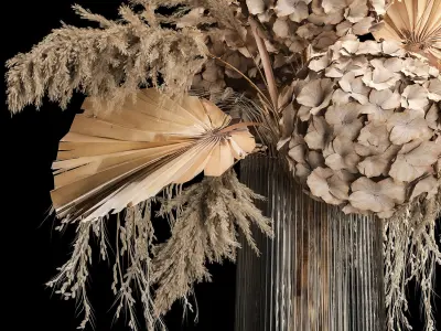 Bouquet Of Dried Flowers In Vase 264 3D model