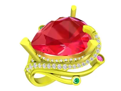 5771 luxury pear diamond women ring  3D print model