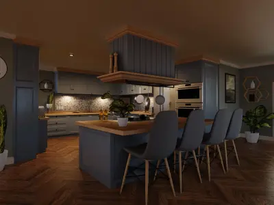 Classic style porch house kitchen furniture pack Low-poly 3D model