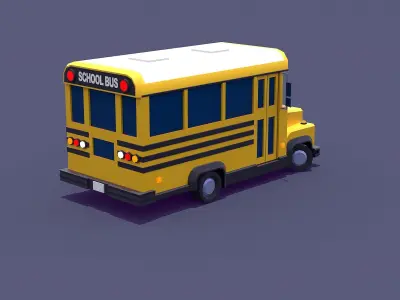 School bus Low-poly 3D model 2