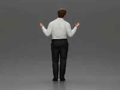 police detective standing with hands wide open 3D print model