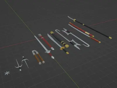 Chinese weapons asset pack Free low-poly 3D model